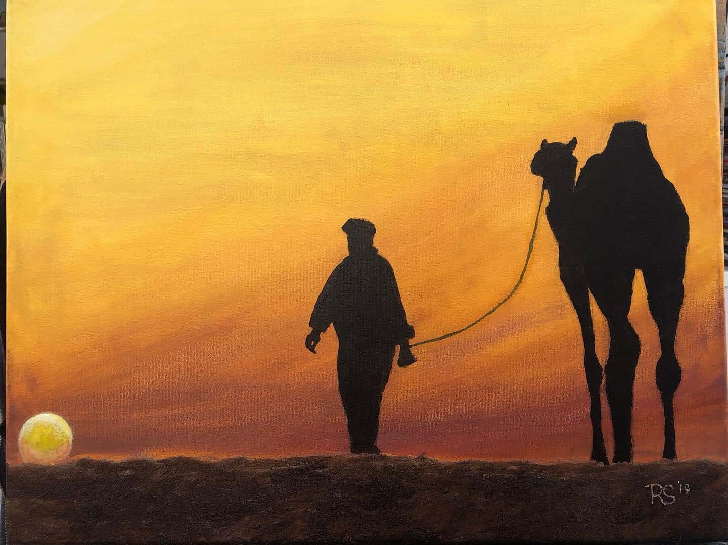Karavaan bij Zonsondergang